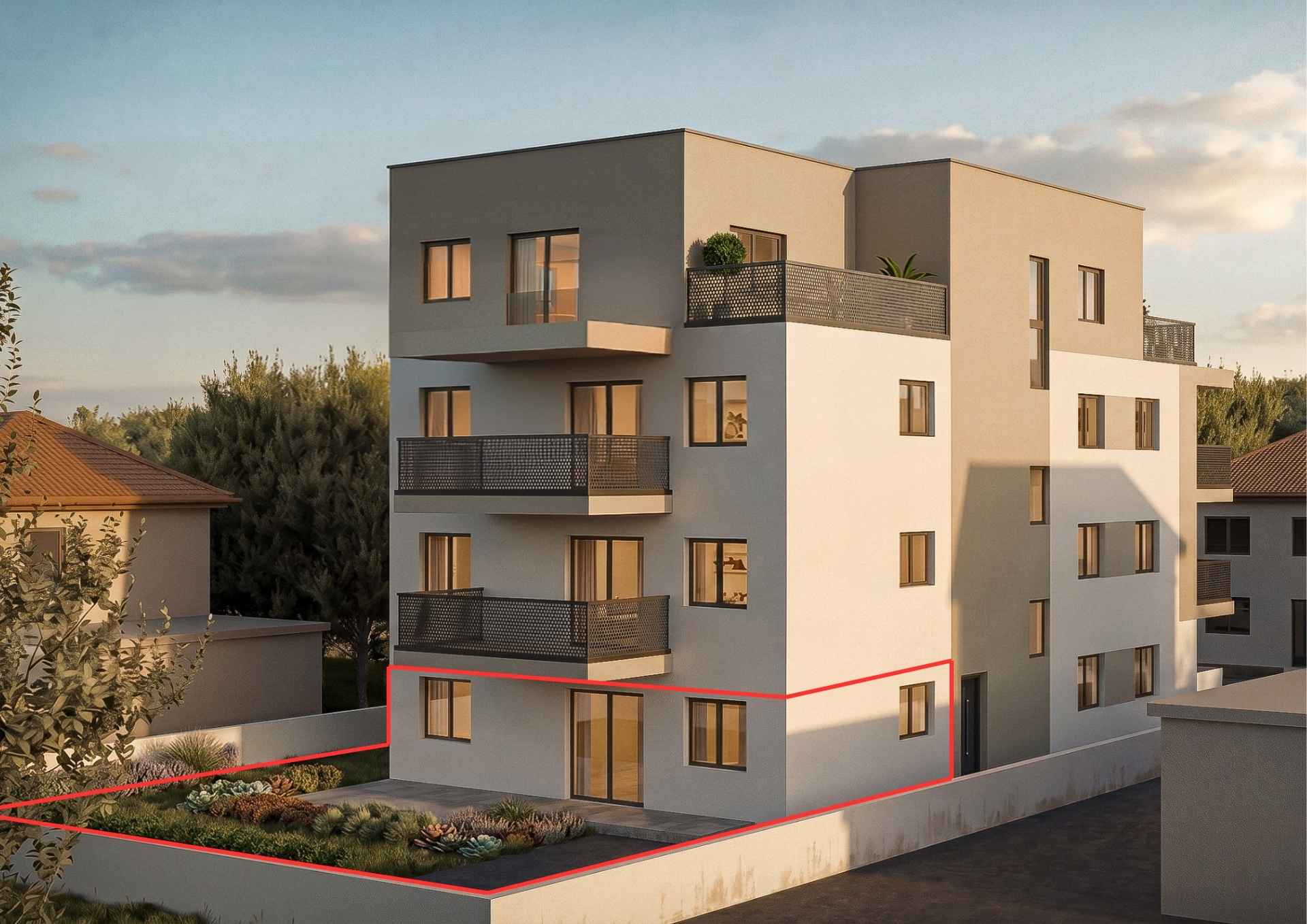 Začelje zgrade iz lijevog kuta - 3D vizualizacija, Bolnička cesta 37, Vrapče